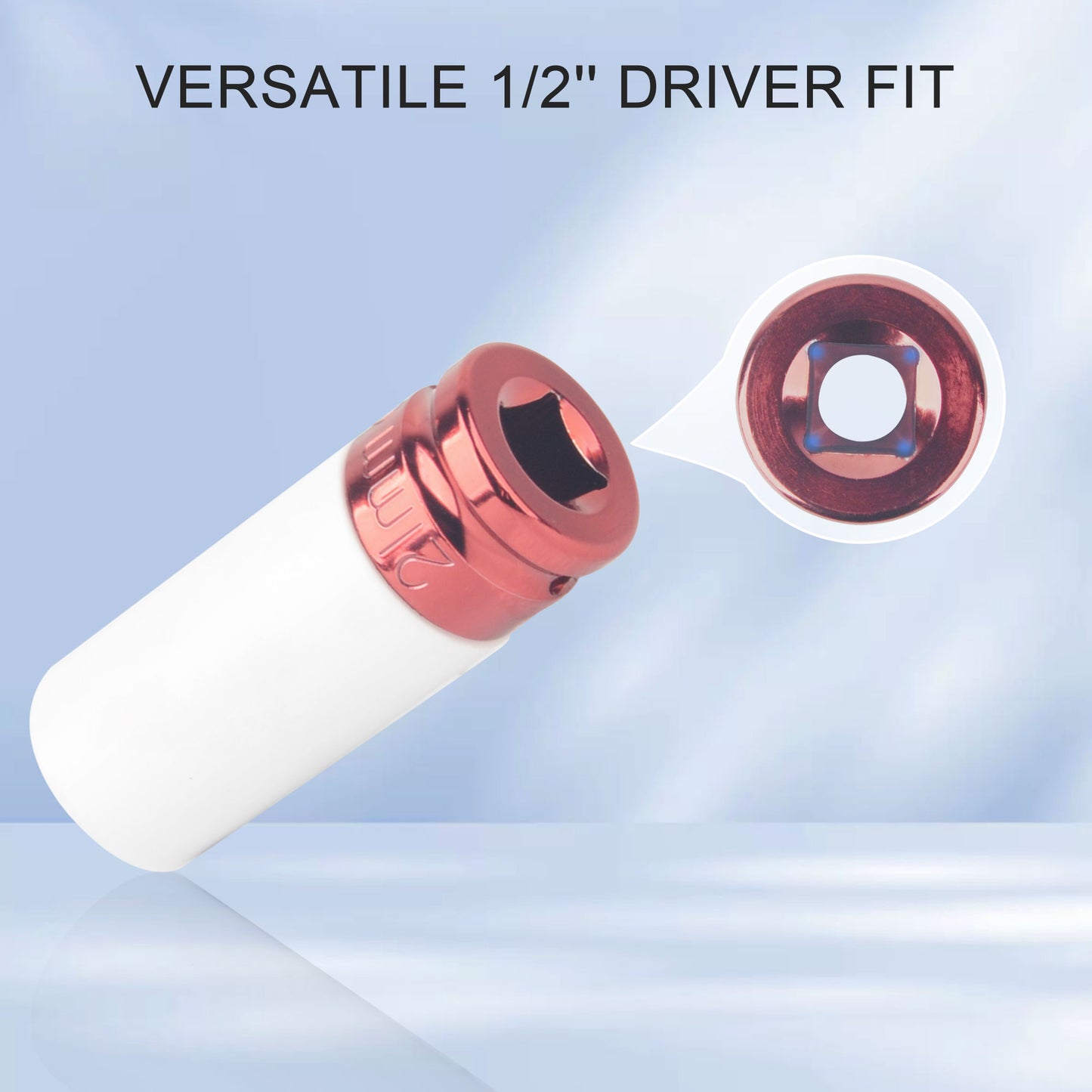3pcs 1/2" Drive Metric Extra Thin Wall Deep Wheel Protector Impact Socket Set, 17, 19, 21 mm