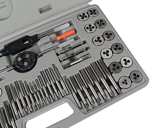 60 pcs Metric and SAE Alloy Steel Standard Internal and External Tap and Die Set Coarse and Fine Threads