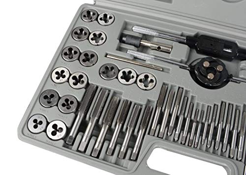 60 pcs Metric and SAE Alloy Steel Standard Internal and External Tap and Die Set Coarse and Fine Threads